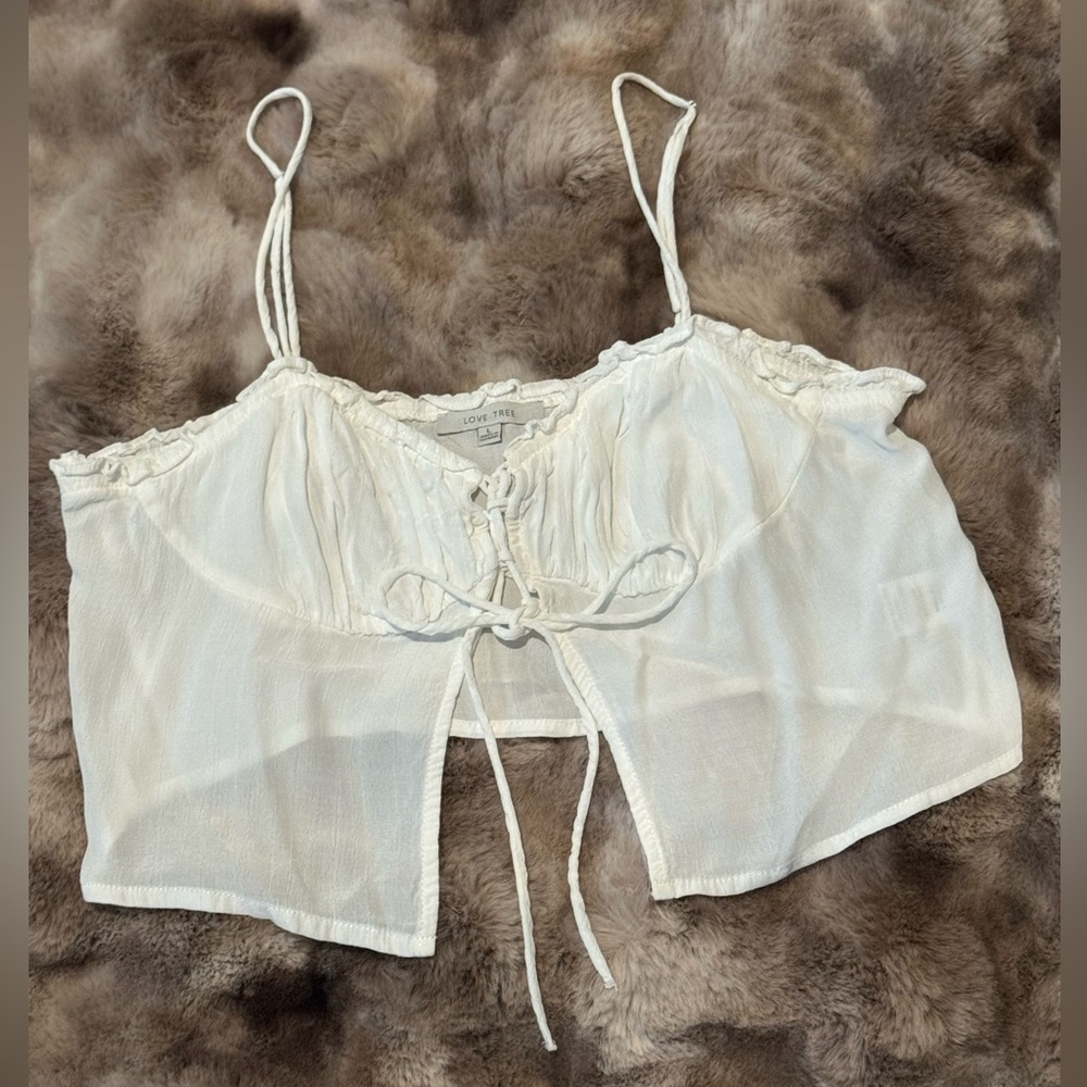 Love Tree Cream Tie-Front Cropped Camisole